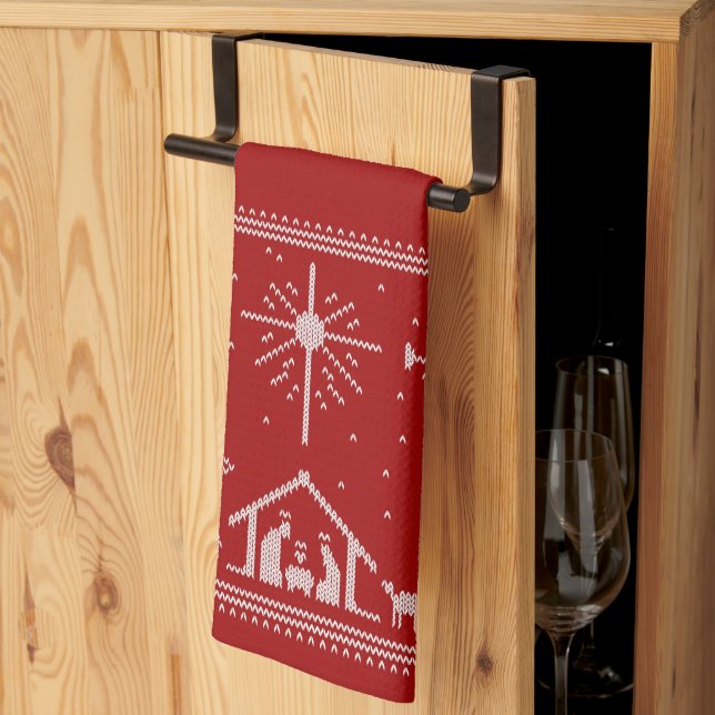 Frohe Weihnachts Sweater Krippe Christlich Geschirrtuch (Drittel gefaltet)