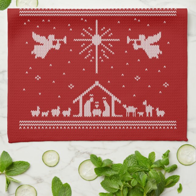 Frohe Weihnachts Sweater Krippe Christlich Handtuch (Gefaltet)