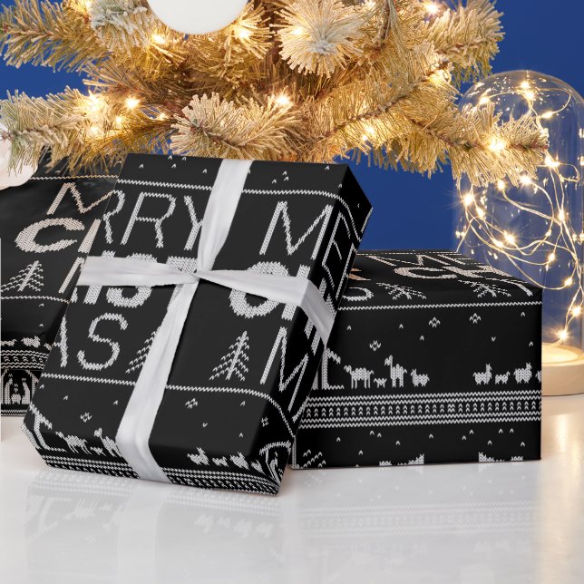 Frohe Weihnachts Sweater Strick Christlich Jesus Geschenkpapier (Feiertage)