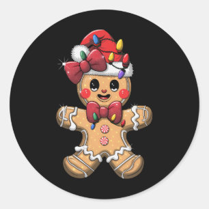Frohe Weihnachts-T-Shirt Gingerbread Santa Pajamas Runder Aufkleber