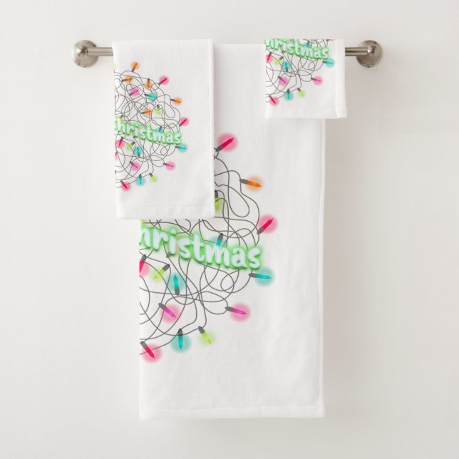 Frohe Weihnachts-Tangled Holiday Lights Badhandtuch Set (Insitu)