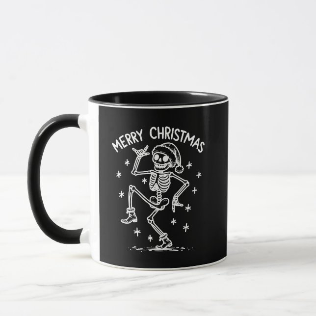 Frohe Weihnachts-Tanz Skeleton Tasse (Links)