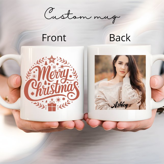 Frohe Weihnachts-Tasse, Custom Foto & Name Tasse (merry Christmas mug, custom photo mug, personalized name mug, custom Christmas mug, festive holiday)