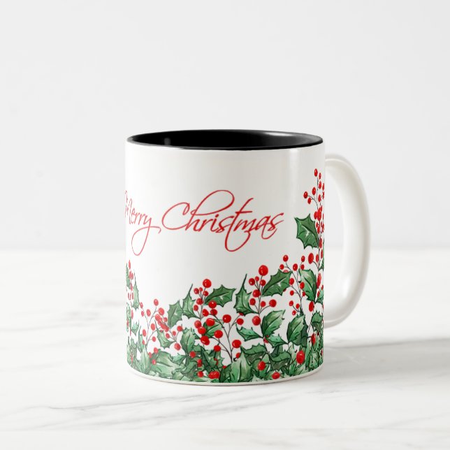 Frohe Weihnachts-Tasse Zweifarbige Tasse (VorderseiteRechts)
