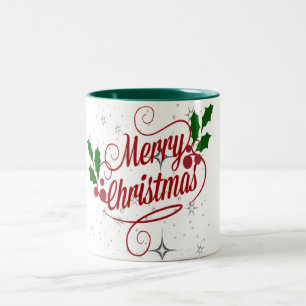 Frohe Weihnachts-Tasse Zweifarbige Tasse