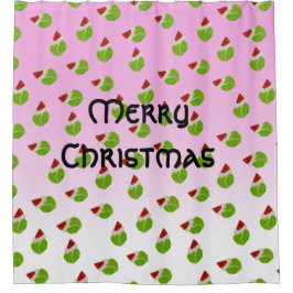 Frohe Weihnachts-Tennisbälle mit Weihnachtsmannmüt Duschvorhang