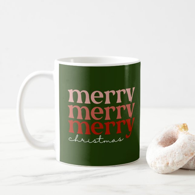 Frohe Weihnachts Text grün und rot grün grün Kaffeetasse (Mit Donut)