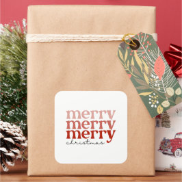 Frohe Weihnachts Text grüßen und weiß Quadratischer Aufkleber