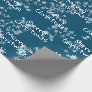 Frohe Weihnachts-Text in Schneeflocken Wrapping Pa Geschenkpapier