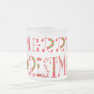 Frohe Weihnachts-Text-Muster Design: Festive Kunst Mattglastasse