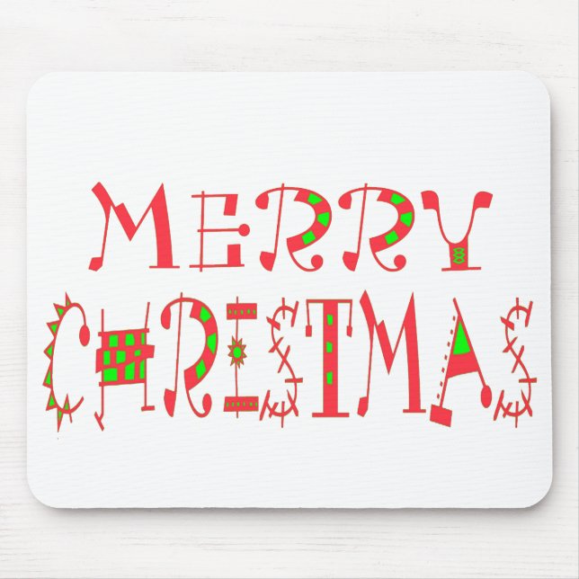 Frohe Weihnachts-Text-Muster Design: Festive Kunst Mousepad (Vorne)
