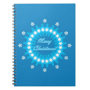 Frohe Weihnachts-Text rund Rahmen Snowflake blau m Notizblock