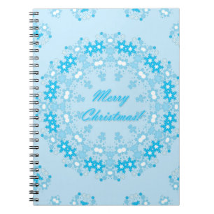 Frohe Weihnachts-Text rund Rahmen Snowflake blau m Notizblock