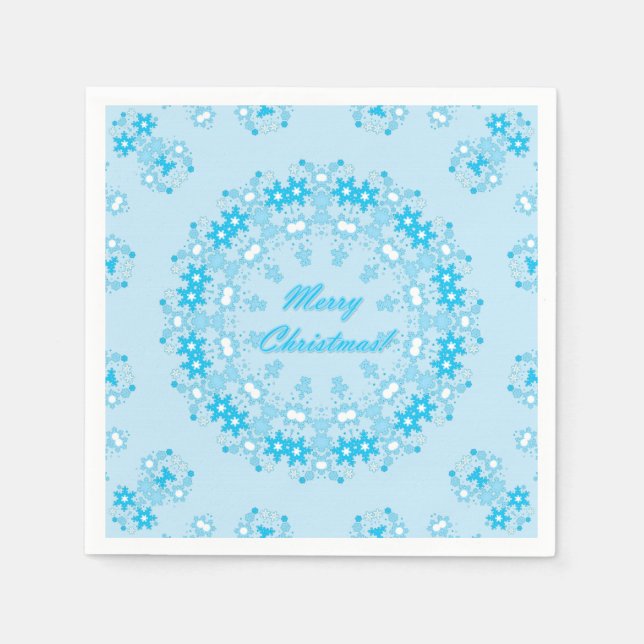 Frohe Weihnachts-Text rund Rahmen Snowflake blau m Serviette (Vorderseite)