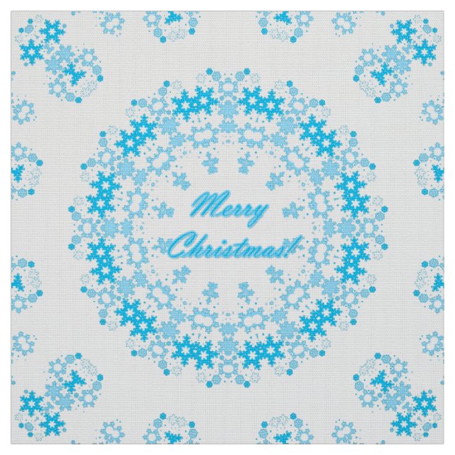 Frohe Weihnachts-Text rund Rahmen Snowflake blau m Stoff (Muster)