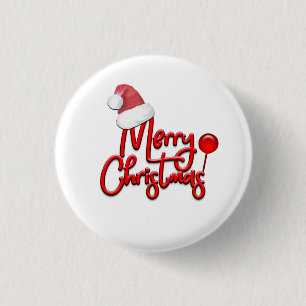 Frohe Weihnachts-Text Santa Cap Button