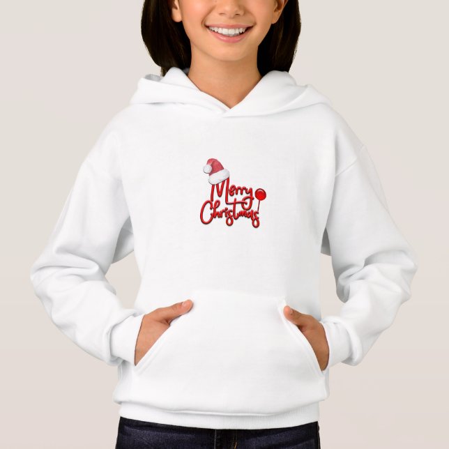 Frohe Weihnachts-Text Santa Cap Hoodie (Vorderseite)