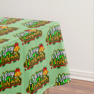 Frohe Weihnachts-Text Typografie mit Glocken Tischdecke