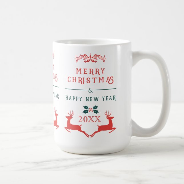 Frohe Weihnachts-Textgestaltung und Reindeer Tasse (Rechts)
