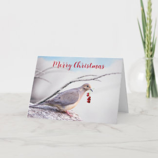 Frohe Weihnachts-Trauertaube und rote Berries Feiertagskarte