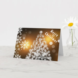 Frohe Weihnachts Tree Gold Card mit Schneeflocken Karte
