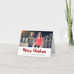 Frohe Weihnachts trendige Rote Schriftart Familie  Feiertagskarte