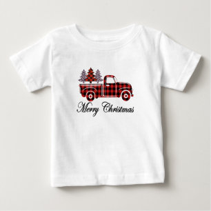 Frohe Weihnachts Truck Cheetah Trees Baby T-shirt