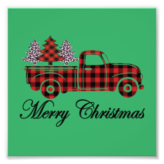 Frohe Weihnachts Truck Cheetah Trees Fotodruck