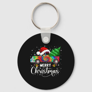Frohe Weihnachts Truck Tree Weihnachtsmannmütze Li Schlüsselanhänger