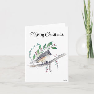 Frohe Weihnachts-Tufted Titmouse Bird-Urlaubskarte Karte