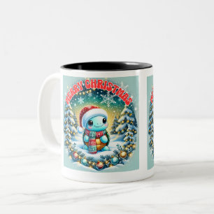 Frohe Weihnachts-Turtle Gruß-Tasse Zweifarbige Tasse