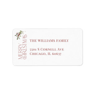 Frohe Weihnachts Typografie Botanische Weihnachten Adressaufkleber