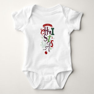 Frohe Weihnachts Typografie Briefe farbig  Baby Strampler