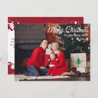 Frohe Weihnachts Typografie Familie FOTO wünscht P Postkarte