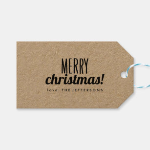 Frohe Weihnachts Typografie Kraft Geschenktasten Geschenkanhänger
