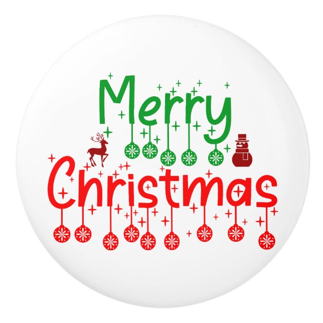 Frohe Weihnachts Typografie Kunst Keramikknauf (Vorderseite)