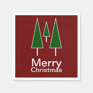 Frohe Weihnachts Typografie Pine Trees Serviette