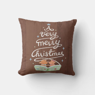 Frohe Weihnachts Typografie Rentiers Throw Kissen