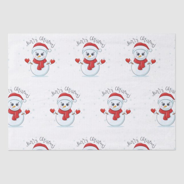Frohe Weihnachts Typografie Snowman Holiday Winter Seidenpapier (Vorderseite)