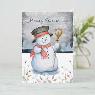 Frohe Weihnachts Typografie Snowman Personalisiert Feiertagskarte