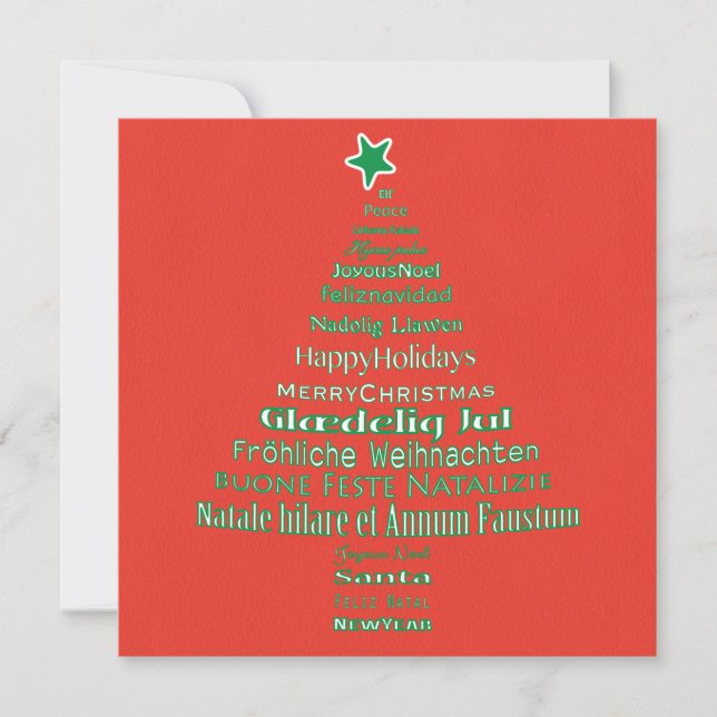 Frohe Weihnachts Typografie-Sprachbaum (Vorderseite)