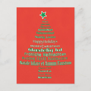 Frohe Weihnachts Typografie-Sprachbaum Postkarte
