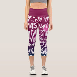 Frohe Weihnachts Typografisches Muster Capri Leggings