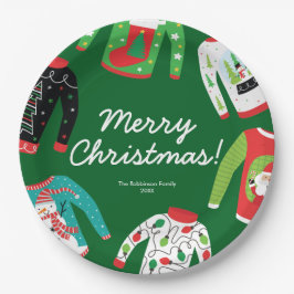 Frohe Weihnachts Ugly Sweater Party Paper Plate Pappteller