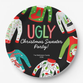 Frohe Weihnachts Ugly Sweater Party Paper Plate Pappteller