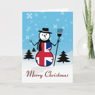 Frohe Weihnachts Union Jack British Snowman Card Feiertagskarte