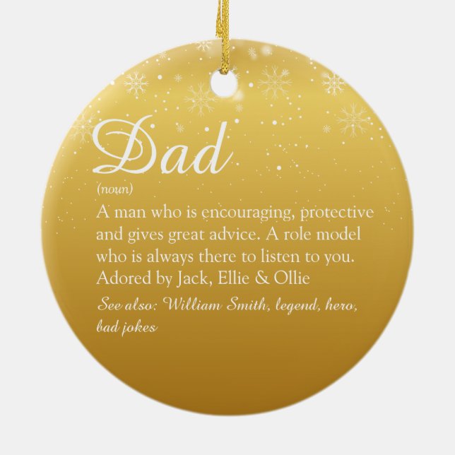 Frohe Weihnachts-Vater Daddy Pater Definition Gold Keramik Ornament (Hinten)