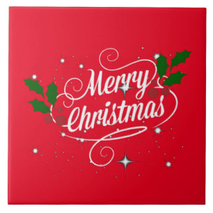 Frohe Weihnachts-Verzierte Schrift Fliese