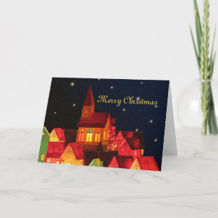 Frohe Weihnachts-Village-Grußkarte Feiertagskarte