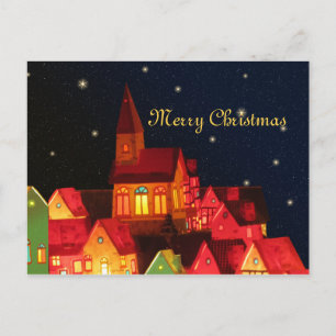 Frohe Weihnachts-Village Post Card Feiertagspostkarte